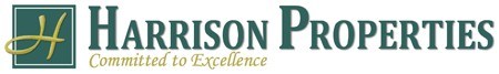 The image is a logo of Harrison Properties with a tagline "Committed to Excellence".
